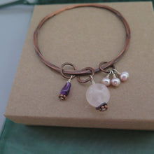 Load image into Gallery viewer, Rose Quartz Amethyst and Pearl Bangle Bracelet
