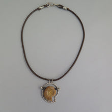 Load image into Gallery viewer, Ammonite Fossil Sterling Silver and Leather Necklace
