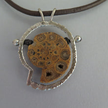 Load image into Gallery viewer, Ammonite Fossil Sterling Silver and Leather Necklace
