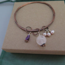 Load image into Gallery viewer, Rose Quartz Amethyst and Pearl Bangle Bracelet
